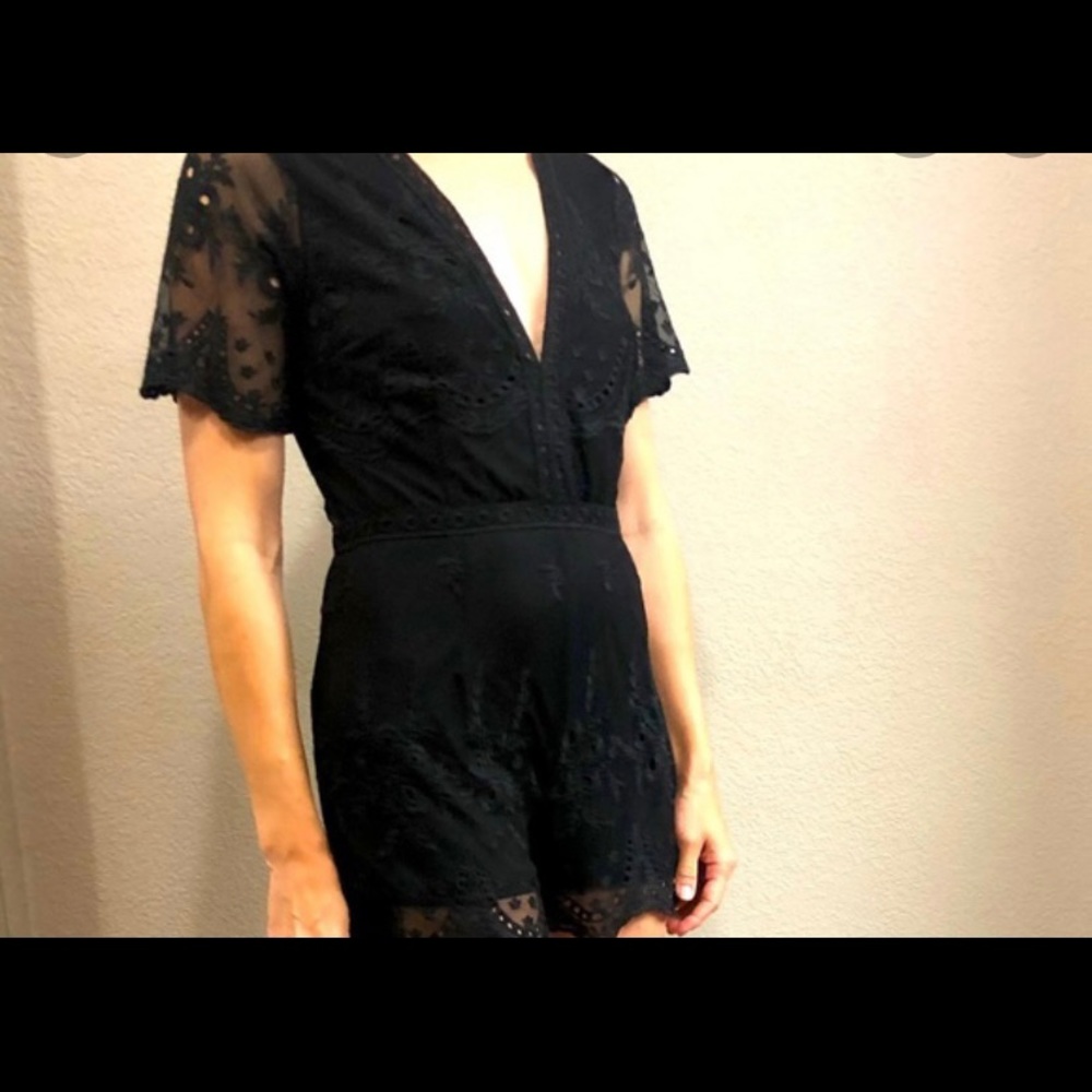 Haute Monde Lace V Neck Romper